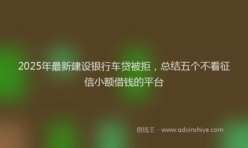 2025年最新建设银行车贷被拒，总结五个不看征信小额借钱的平台