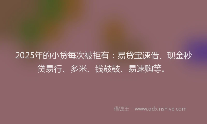 2025年的小贷每次被拒有：易贷宝速借、现金秒贷易行、多米、钱鼓鼓、易速购等。