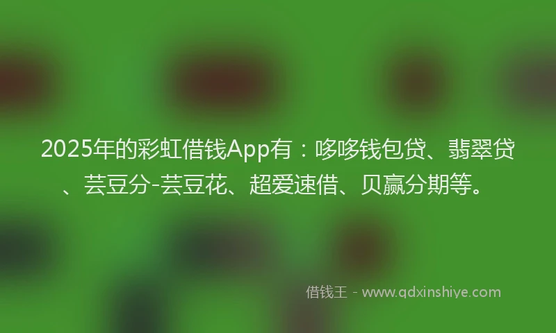 2025年的彩虹借钱App有：哆哆钱包贷、翡翠贷、芸豆分-芸豆花、超爱速借、贝赢分期等。