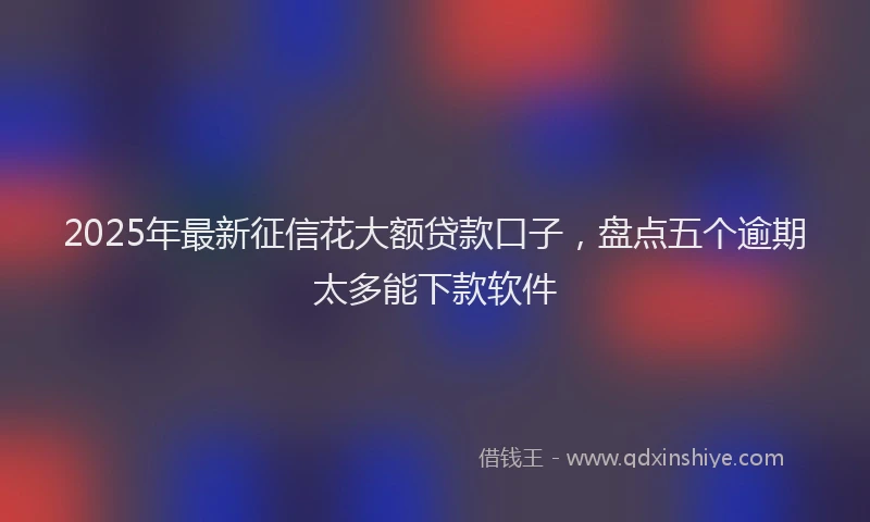 2025年最新征信花大额贷款口子，盘点五个逾期太多能下款软件