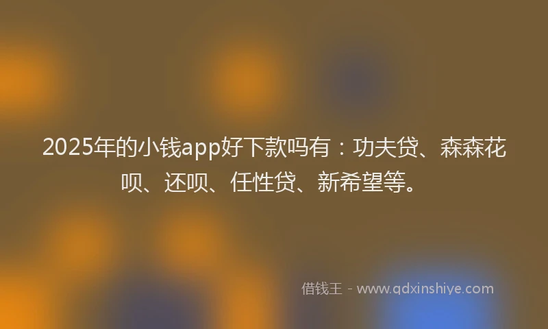 2025年的小钱app好下款吗有：功夫贷、森森花呗、还呗、任性贷、新希望等。