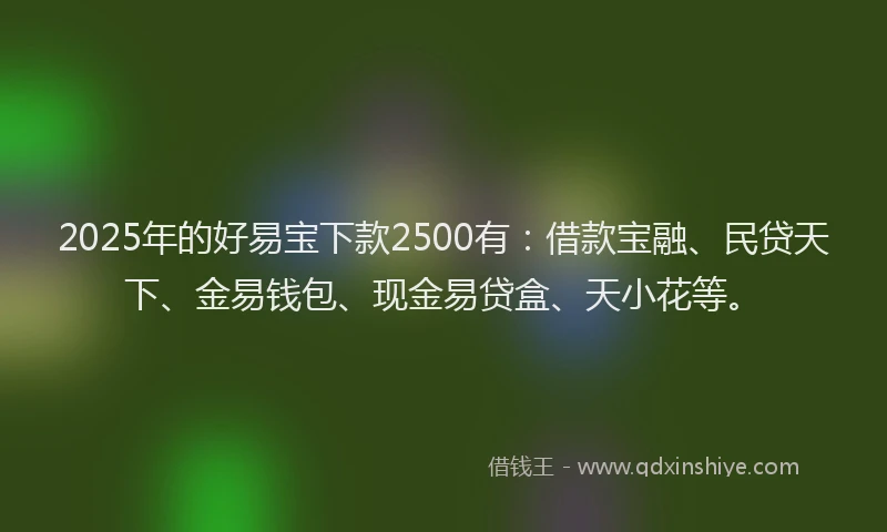 2025年的好易宝下款2500有：借款宝融、民贷天下、金易钱包、现金易贷盒、天小花等。
