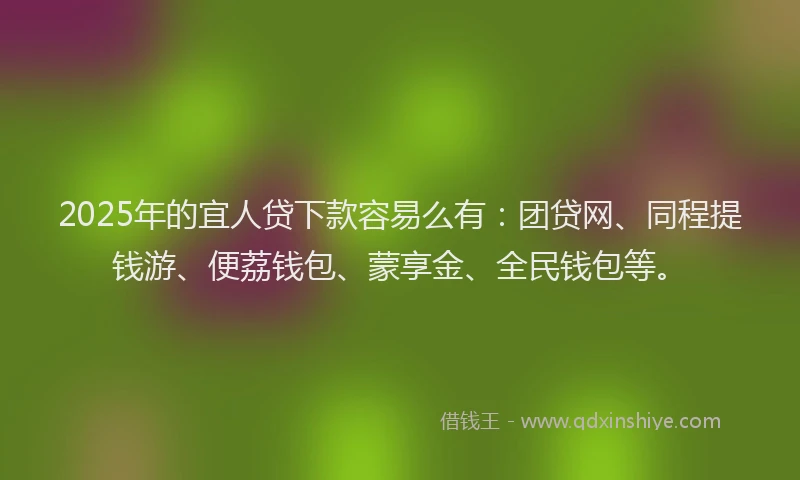 2025年的宜人贷下款容易么有：团贷网、同程提钱游、便荔钱包、蒙享金、全民钱包等。
