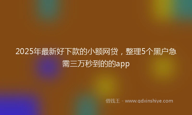 2025年最新好下款的小额网贷，整理5个黑户急需三万秒到的的app