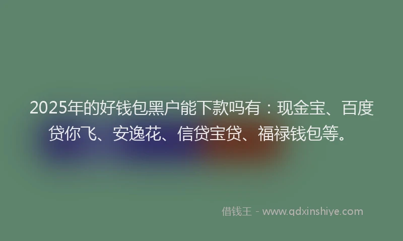 2025年的好钱包黑户能下款吗有：现金宝、百度贷你飞、安逸花、信贷宝贷、福禄钱包等。