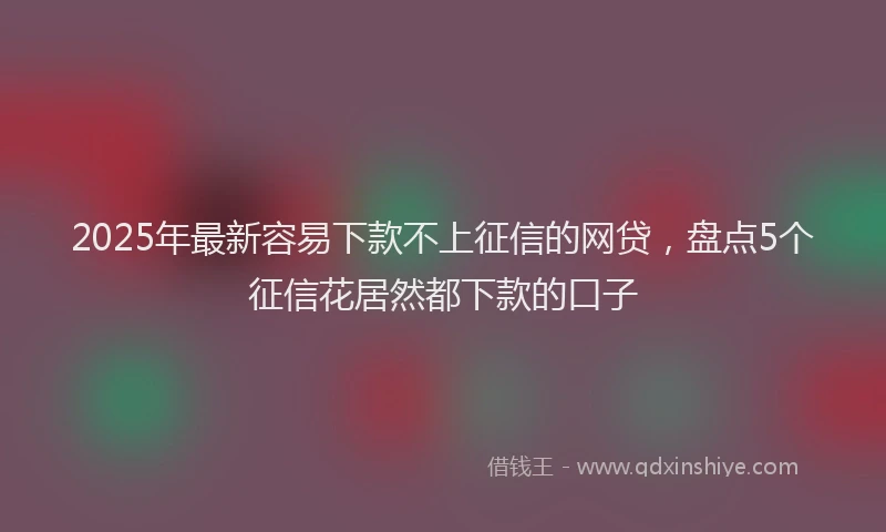 2025年最新容易下款不上征信的网贷，盘点5个征信花居然都下款的口子