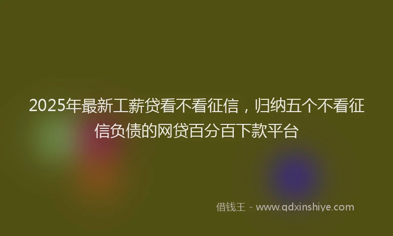 2025年最新工薪贷看不看征信，归纳五个不看征信负债的网贷百分百下款平台