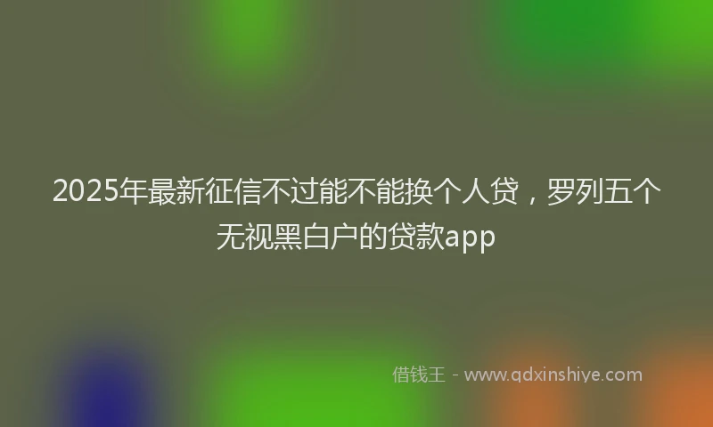 2025年最新征信不过能不能换个人贷，罗列五个无视黑白户的贷款app