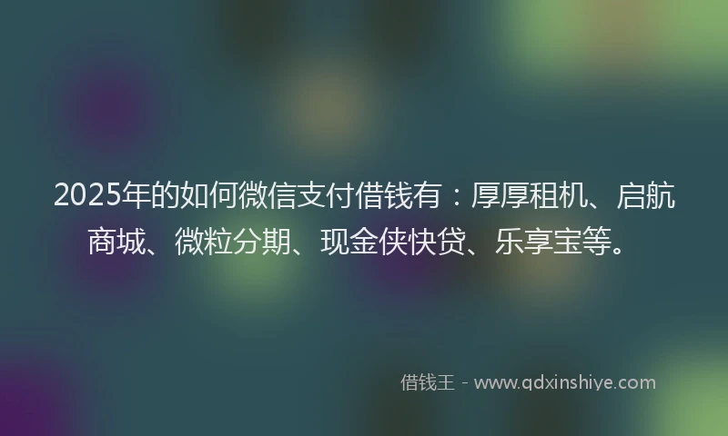 2025年的如何微信支付借钱有：厚厚租机、启航商城、微粒分期、现金侠快贷、乐享宝等。