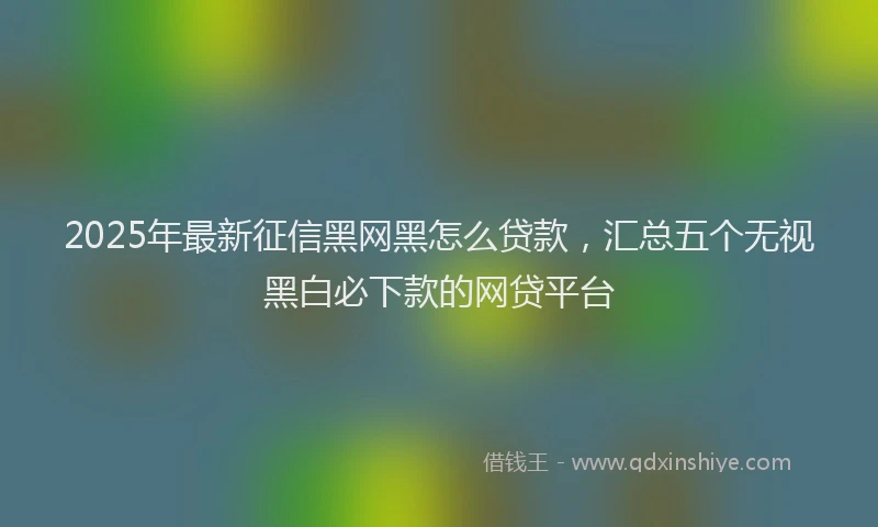 2025年最新征信黑网黑怎么贷款，汇总五个无视黑白必下款的网贷平台