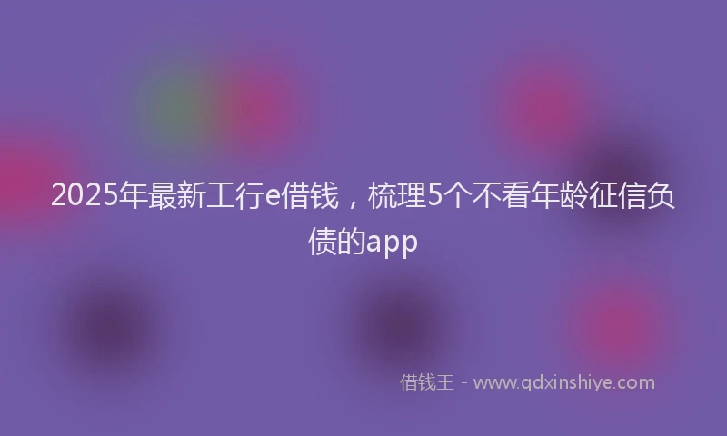 2025年最新工行e借钱，梳理5个不看年龄征信负债的app