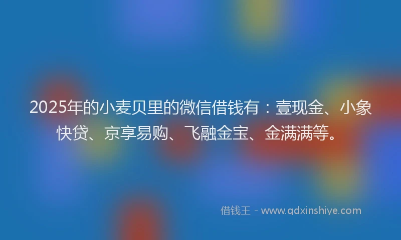 2025年的小麦贝里的微信借钱有：壹现金、小象快贷、京享易购、飞融金宝、金满满等。