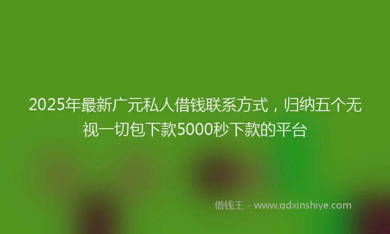 2025年最新广元私人借钱联系方式，归纳五个无视一切包下款5000秒下款的平台