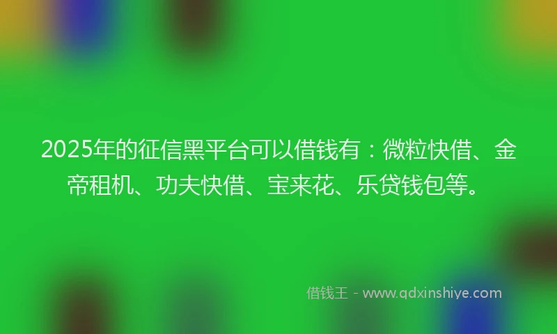 2025年的征信黑平台可以借钱有：微粒快借、金帝租机、功夫快借、宝来花、乐贷钱包等。