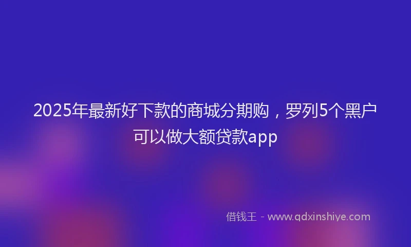 2025年最新好下款的商城分期购，罗列5个黑户可以做大额贷款app