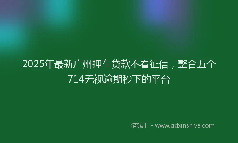 2025年最新广州押车贷款不看征信，整合五个714无视逾期秒下的平台