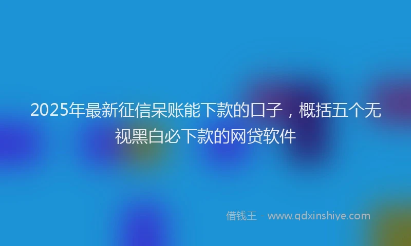 2025年最新征信呆账能下款的口子，概括五个无视黑白必下款的网贷软件