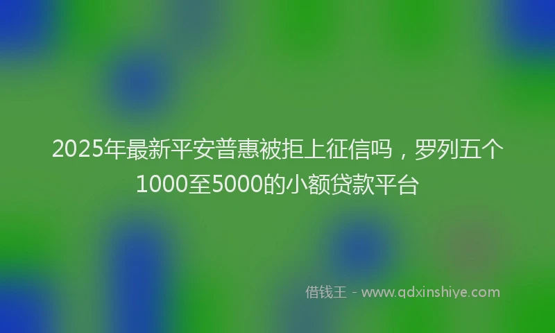 2025年最新平安普惠被拒上征信吗，罗列五个1000至5000的小额贷款平台