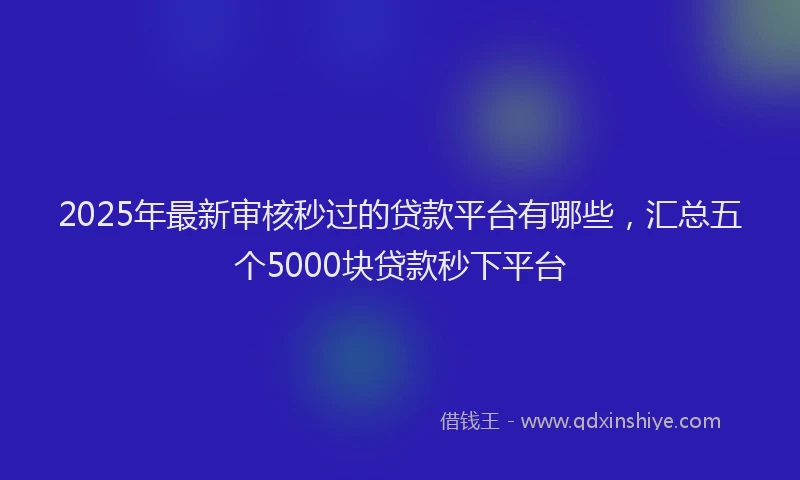 2025年最新审核秒过的贷款平台有哪些，汇总五个5000块贷款秒下平台