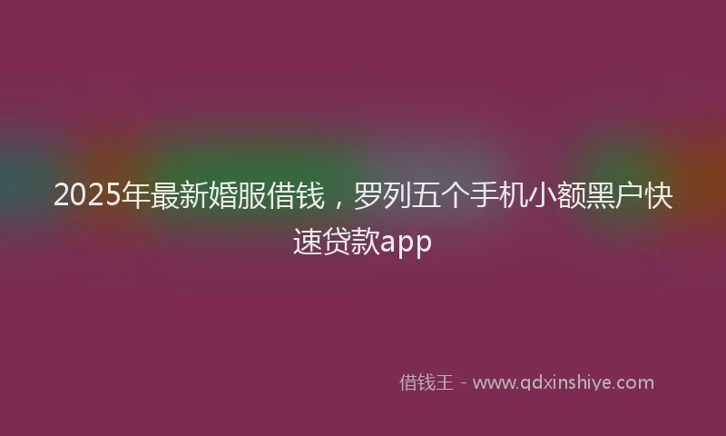 2025年最新婚服借钱，罗列五个手机小额黑户快速贷款app