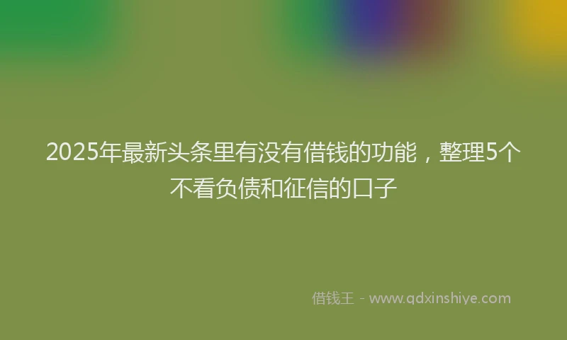 2025年最新头条里有没有借钱的功能，整理5个不看负债和征信的口子