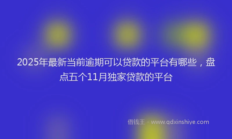 2025年最新当前逾期可以贷款的平台有哪些，盘点五个11月独家贷款的平台