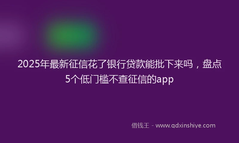 2025年最新征信花了银行贷款能批下来吗，盘点5个低门槛不查征信的app