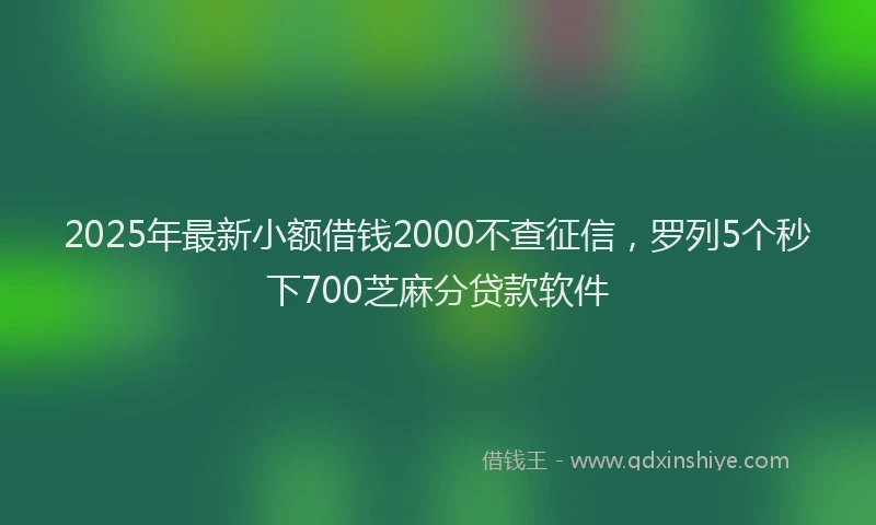 2025年最新小额借钱2000不查征信，罗列5个秒下700芝麻分贷款软件
