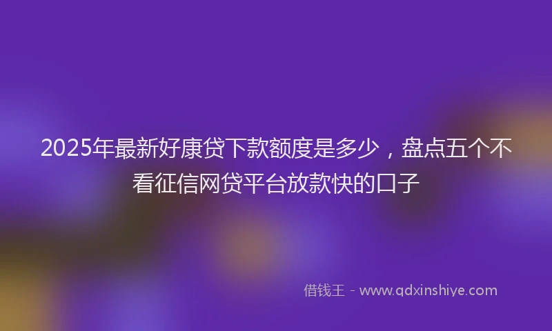 2025年最新好康贷下款额度是多少，盘点五个不看征信网贷平台放款快的口子