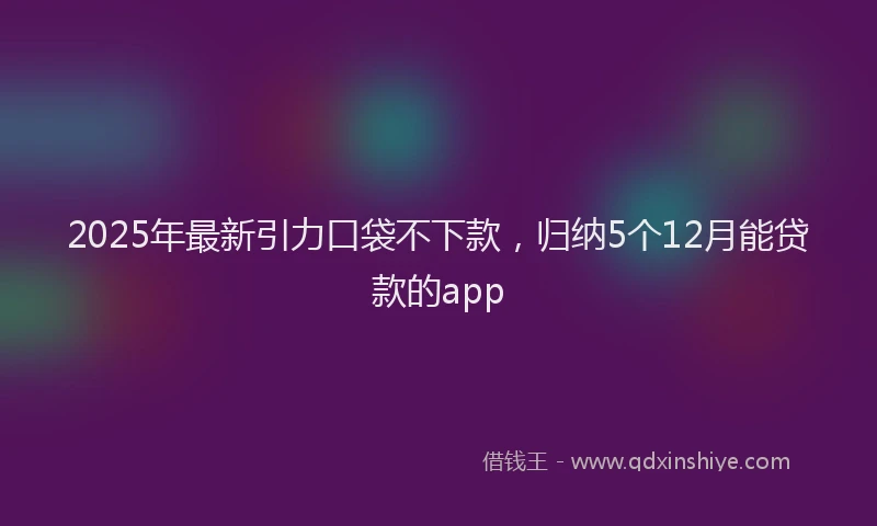 2025年最新引力口袋不下款，归纳5个12月能贷款的app