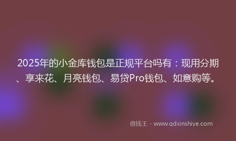 2025年的小金库钱包是正规平台吗有：现用分期、享来花、月亮钱包、易贷Pro钱包、如意购等。