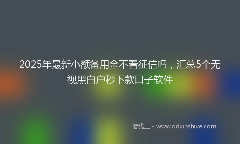 2025年最新小额备用金不看征信吗，汇总5个无视黑白户秒下款口子软件