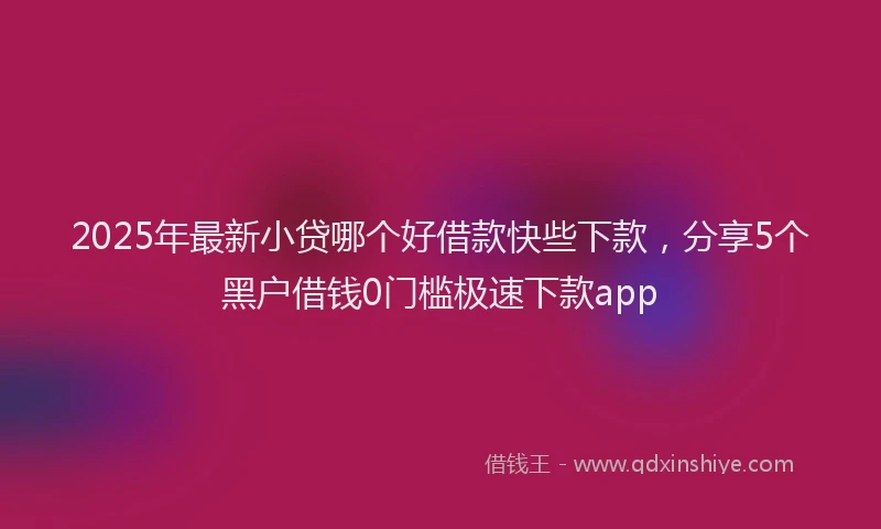 2025年最新小贷哪个好借款快些下款，分享5个黑户借钱0门槛极速下款app