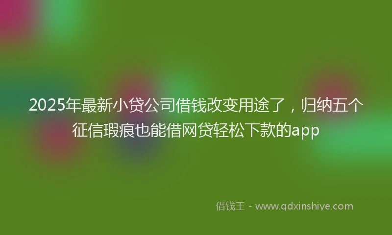 2025年最新小贷公司借钱改变用途了，归纳五个征信瑕疵也能借网贷轻松下款的app