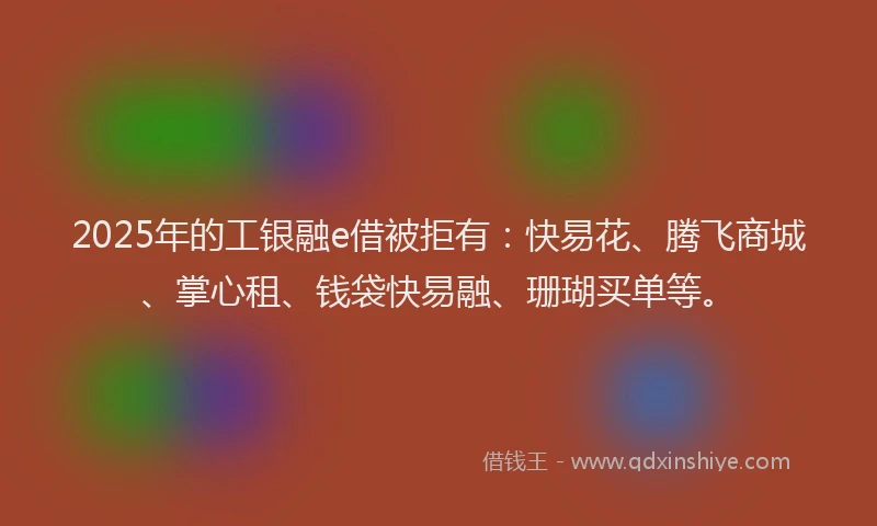 2025年的工银融e借被拒有：快易花、腾飞商城、掌心租、钱袋快易融、珊瑚买单等。