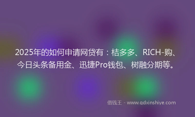 2025年的如何申请网贷有：桔多多、RICH-购、今日头条备用金、迅捷Pro钱包、树融分期等。