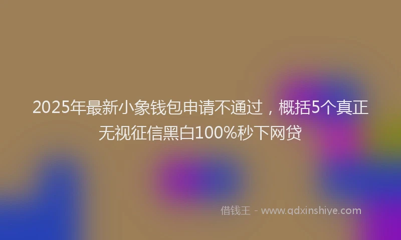 2025年最新小象钱包申请不通过，概括5个真正无视征信黑白100%秒下网贷