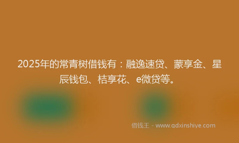 2025年的常青树借钱有：融逸速贷、蒙享金、星辰钱包、桔享花、e微贷等。
