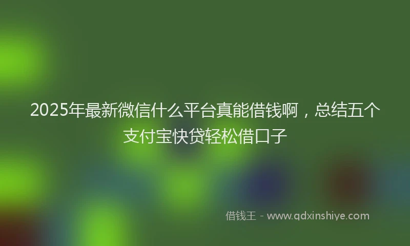 2025年最新微信什么平台真能借钱啊，总结五个支付宝快贷轻松借口子