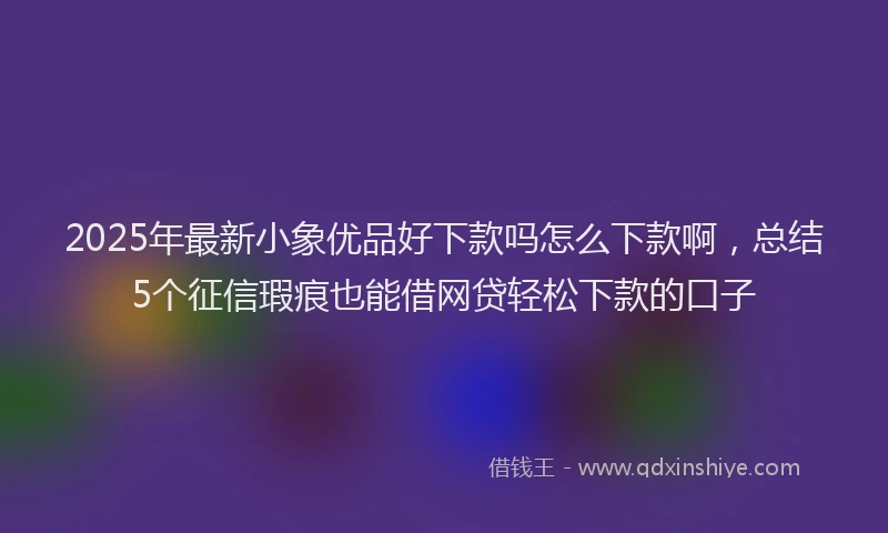 2025年最新小象优品好下款吗怎么下款啊，总结5个征信瑕疵也能借网贷轻松下款的口子