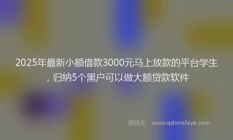 2025年最新小额借款3000元马上放款的平台学生，归纳5个黑户可以做大额贷款软件