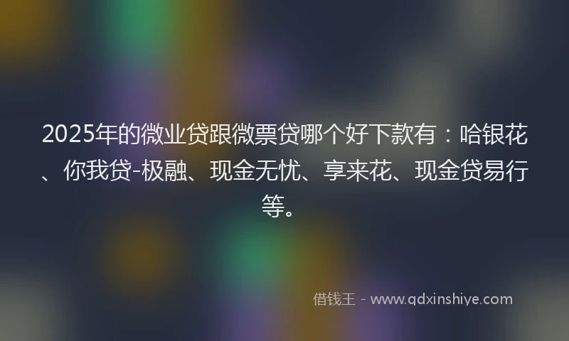 2025年的微业贷跟微票贷哪个好下款有：哈银花、你我贷-极融、现金无忧、享来花、现金贷易行等。