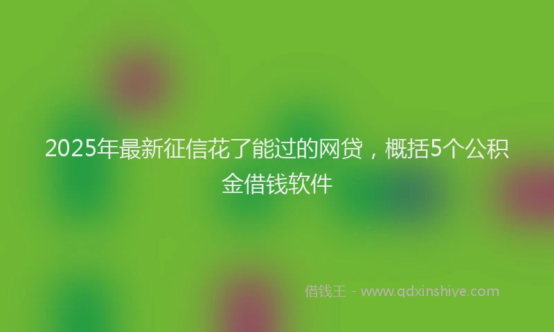 2025年最新征信花了能过的网贷，概括5个公积金借钱软件