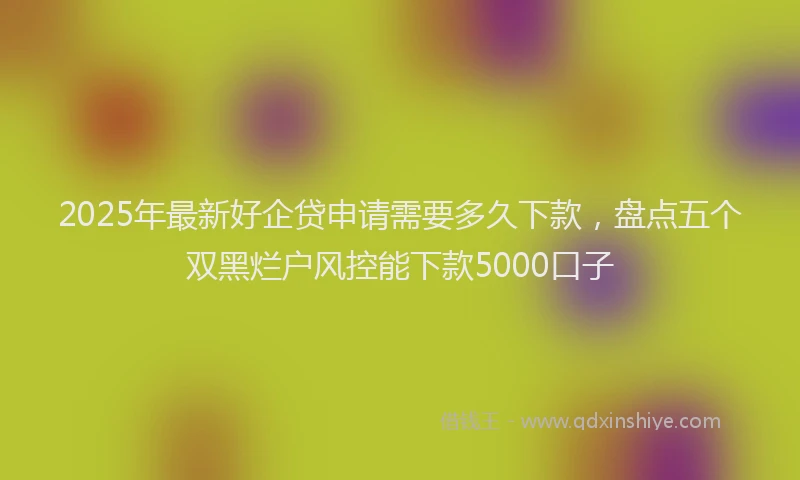 2025年最新好企贷申请需要多久下款，盘点五个双黑烂户风控能下款5000口子