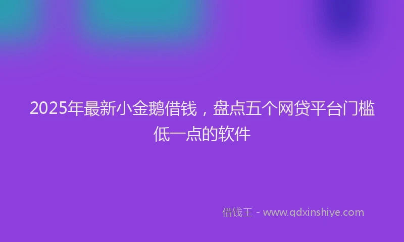 2025年最新小金鹅借钱，盘点五个网贷平台门槛低一点的软件