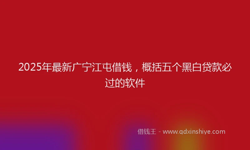 2025年最新广宁江屯借钱，概括五个黑白贷款必过的软件