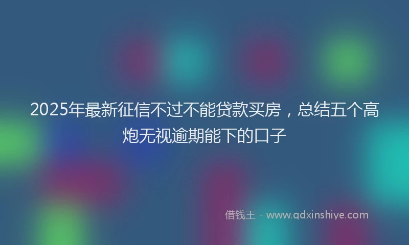 2025年最新征信不过不能贷款买房，总结五个高炮无视逾期能下的口子