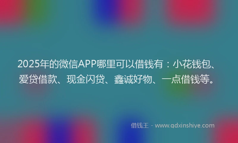 2025年的微信APP哪里可以借钱有：小花钱包、爱贷借款、现金闪贷、鑫诚好物、一点借钱等。