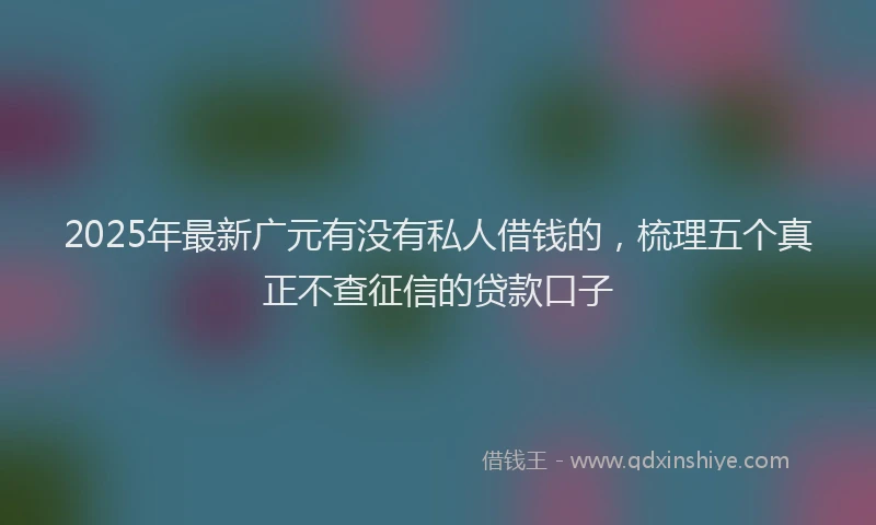2025年最新广元有没有私人借钱的，梳理五个真正不查征信的贷款口子
