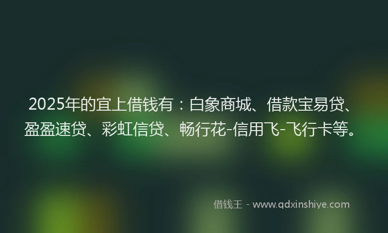 2025年的宜上借钱有：白象商城、借款宝易贷、盈盈速贷、彩虹信贷、畅行花-信用飞-飞行卡等。
